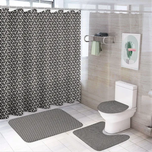 Simple Striped Leaf Motifs on a shower curtain