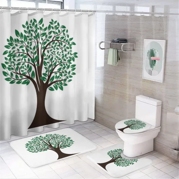 Simplistic Tree Leaves Art on a shower curtain