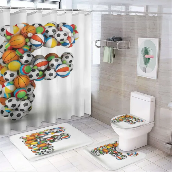 Sports Balls Composition on a shower curtain