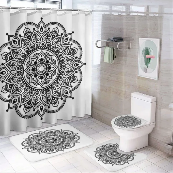 Symmetrical Flower Art on a shower curtain