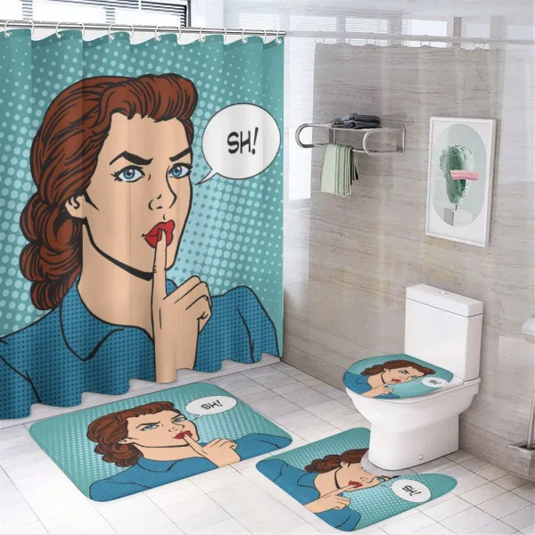 Top Secret Silence Retro Woman on a shower curtain