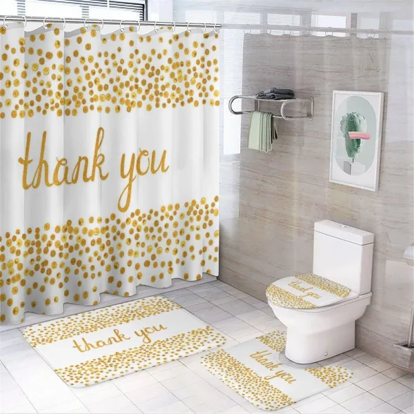 Yellow Tone Dots Cursive on a shower curtain