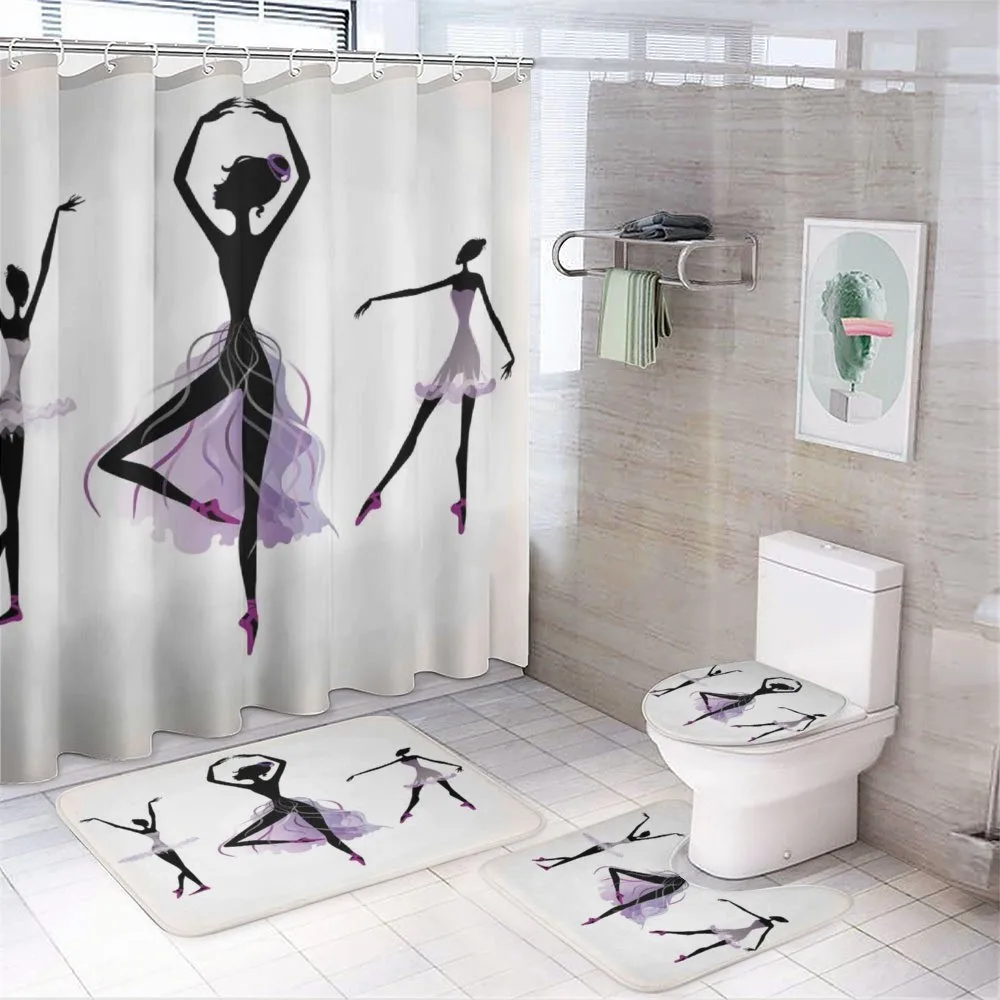 Ballerina Dancer Silhouettes — 4-Piece Bathroom Set preview