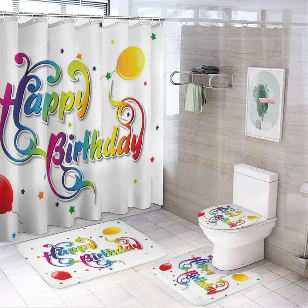 Birthday Words Floral — 4-Piece Bathroom Set preview
