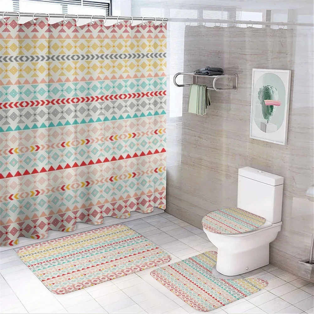 Boho Stripes and Shapes — 4-Piece Bathroom Set preview