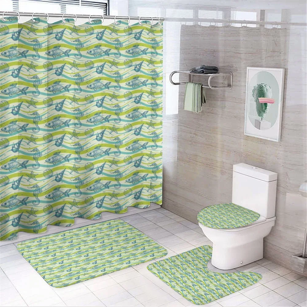 Sketch Underwater Habitants — 4-Piece Bathroom Set preview