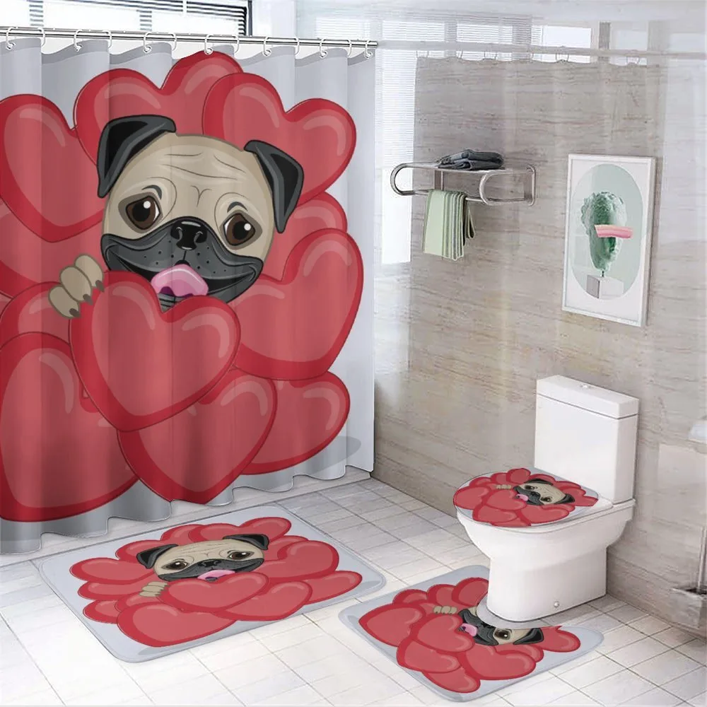 Valentines Inspired Dog — 4-Piece Bathroom Set preview
