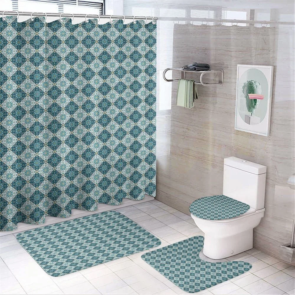 Folkloric Flower Ornaments — 4-Piece Bathroom Set preview