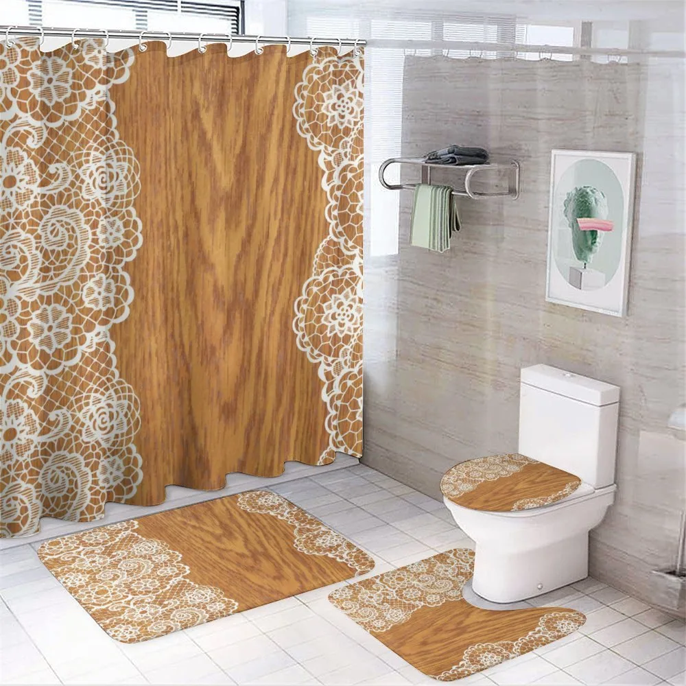 Lace Wooden Retro — 4-Piece Bathroom Set preview