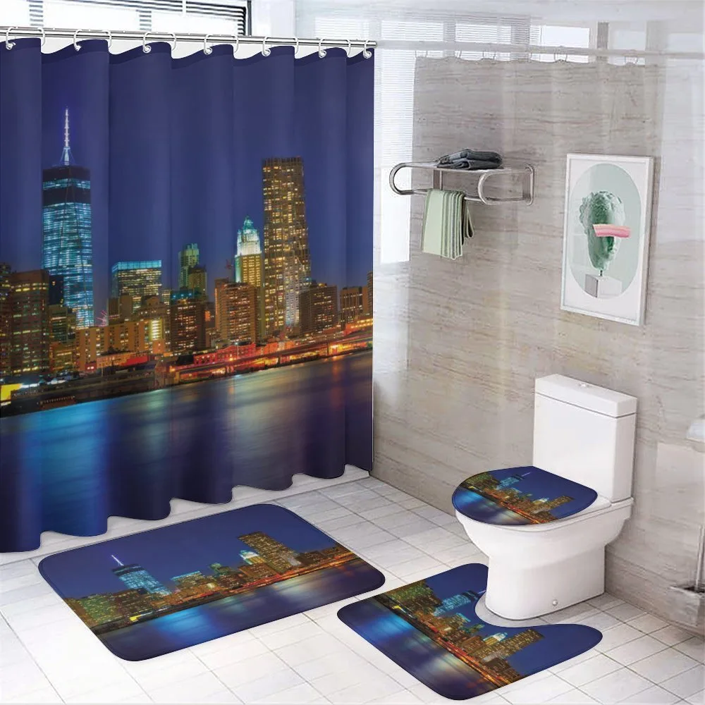 Manhattan Sunset Skyline — 4-Piece Bathroom Set preview