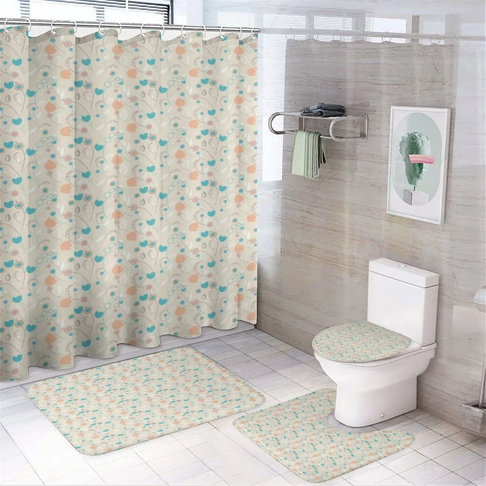 Abstract Art Floral Doodle — 4-Piece Bathroom Set preview