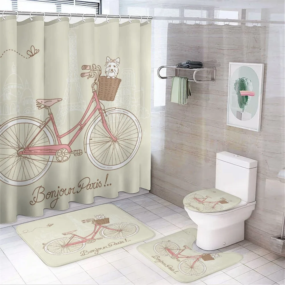 Postcard from Paris Bicycle — 4-Piece Bathroom Set preview