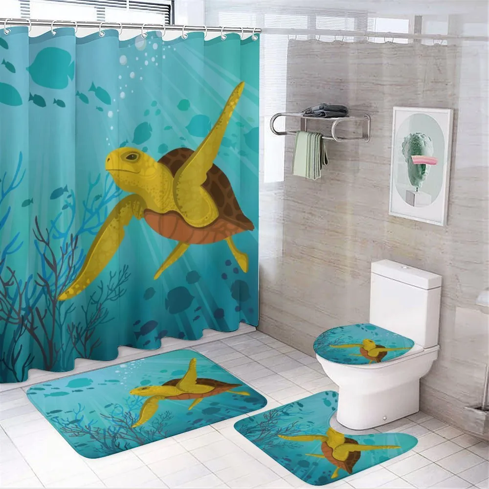 Cartoon Turtle Coral — 4-Piece Bathroom Set preview
