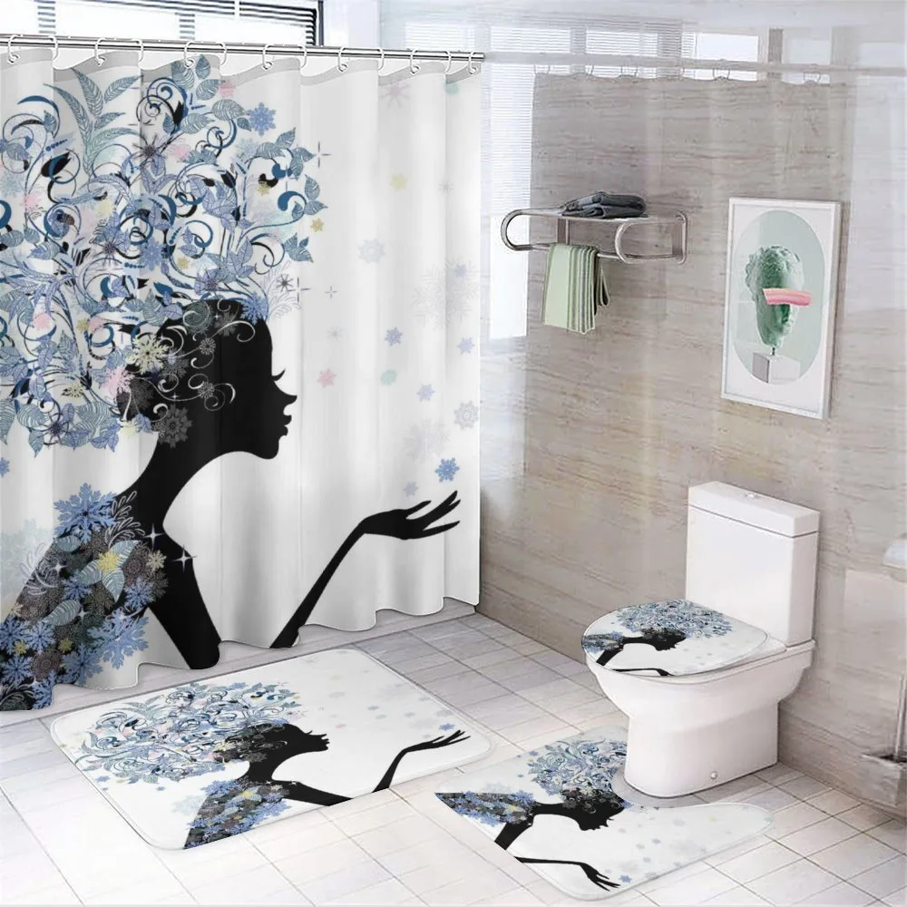 Flower Haired Snowflakes — 4-Piece Bathroom Set preview