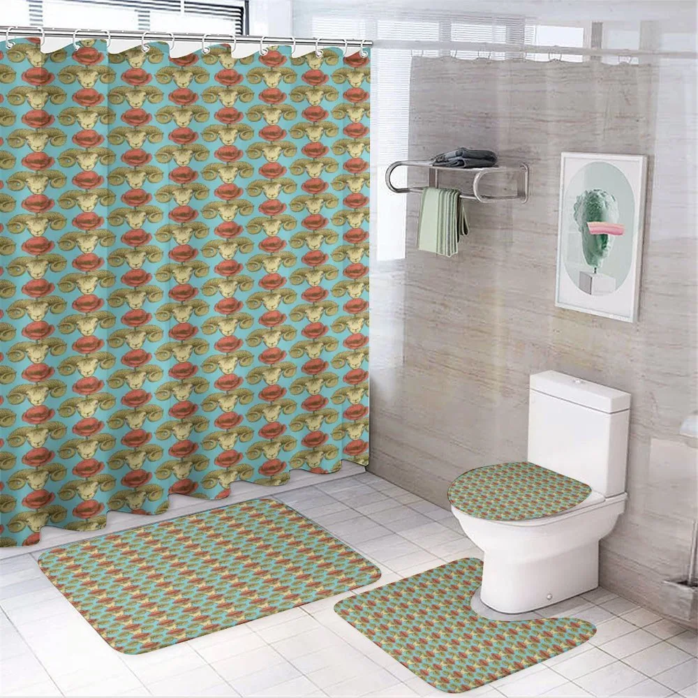 Vintage Sketch Poppy Ram — 4-Piece Bathroom Set preview