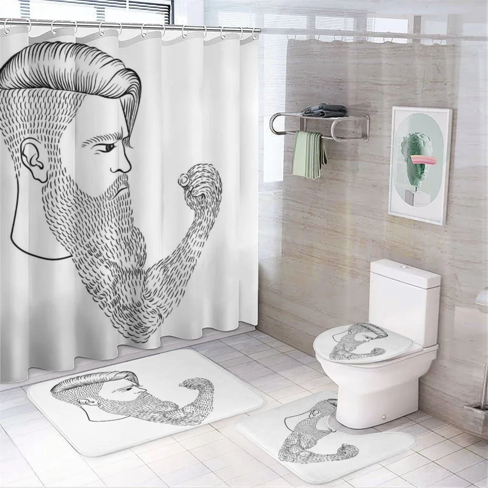 Serious Man Fist Beard — 4-Piece Bathroom Set preview