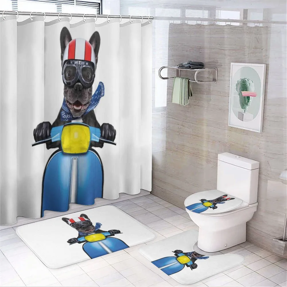 Bulldog on a Scooter — 4-Piece Bathroom Set preview