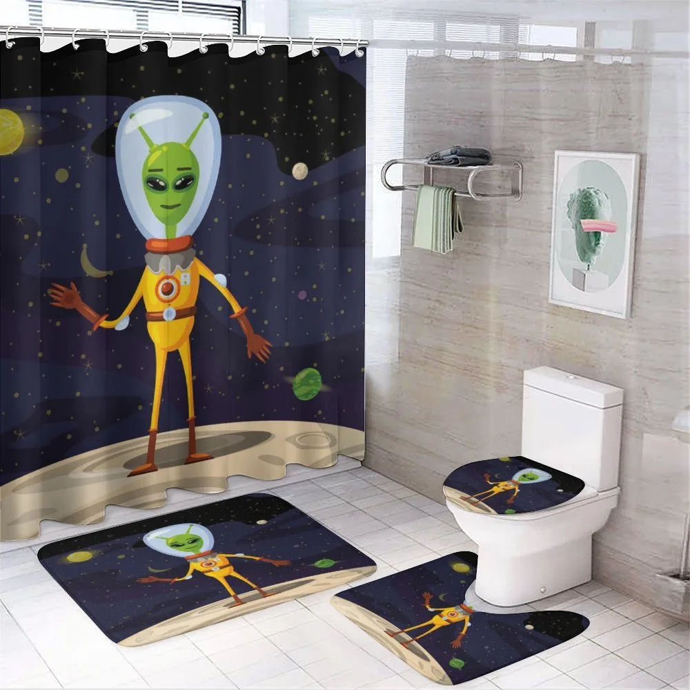 Funny Creature in a Spacesuit — 4-Piece Bathroom Set preview