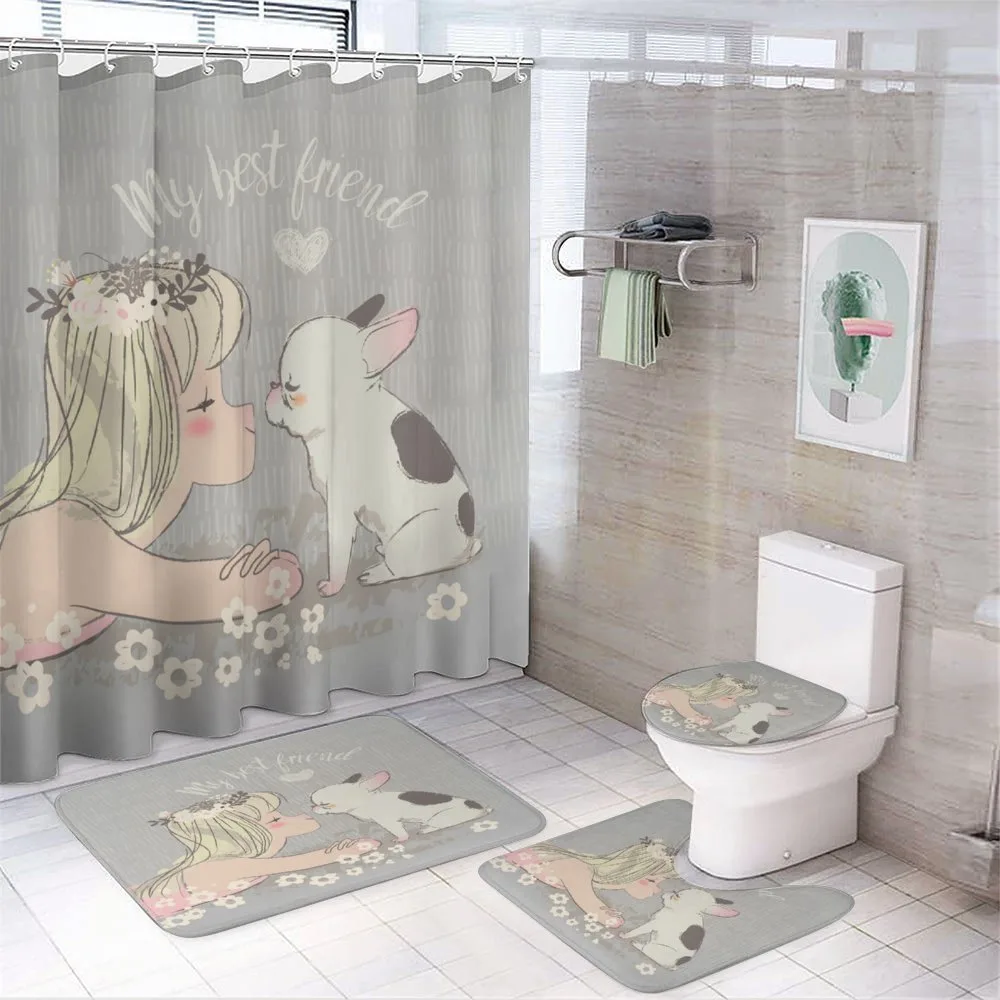 Girl Little Puppy — 4-Piece Bathroom Set preview