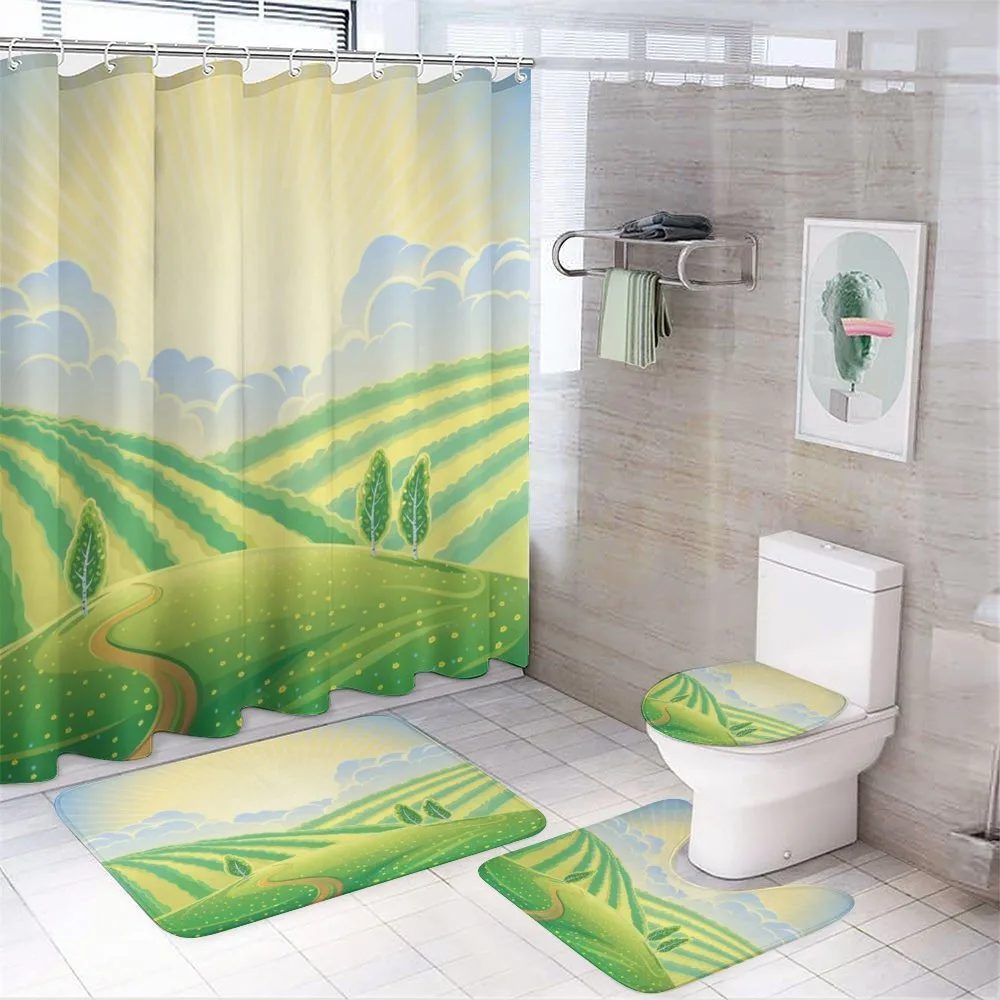 Green Field Graphic — 4-Piece Bathroom Set preview