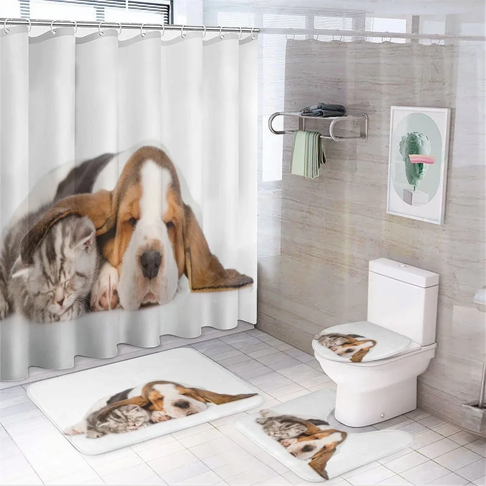 Puppy Kitten Sleeping — 4-Piece Bathroom Set preview