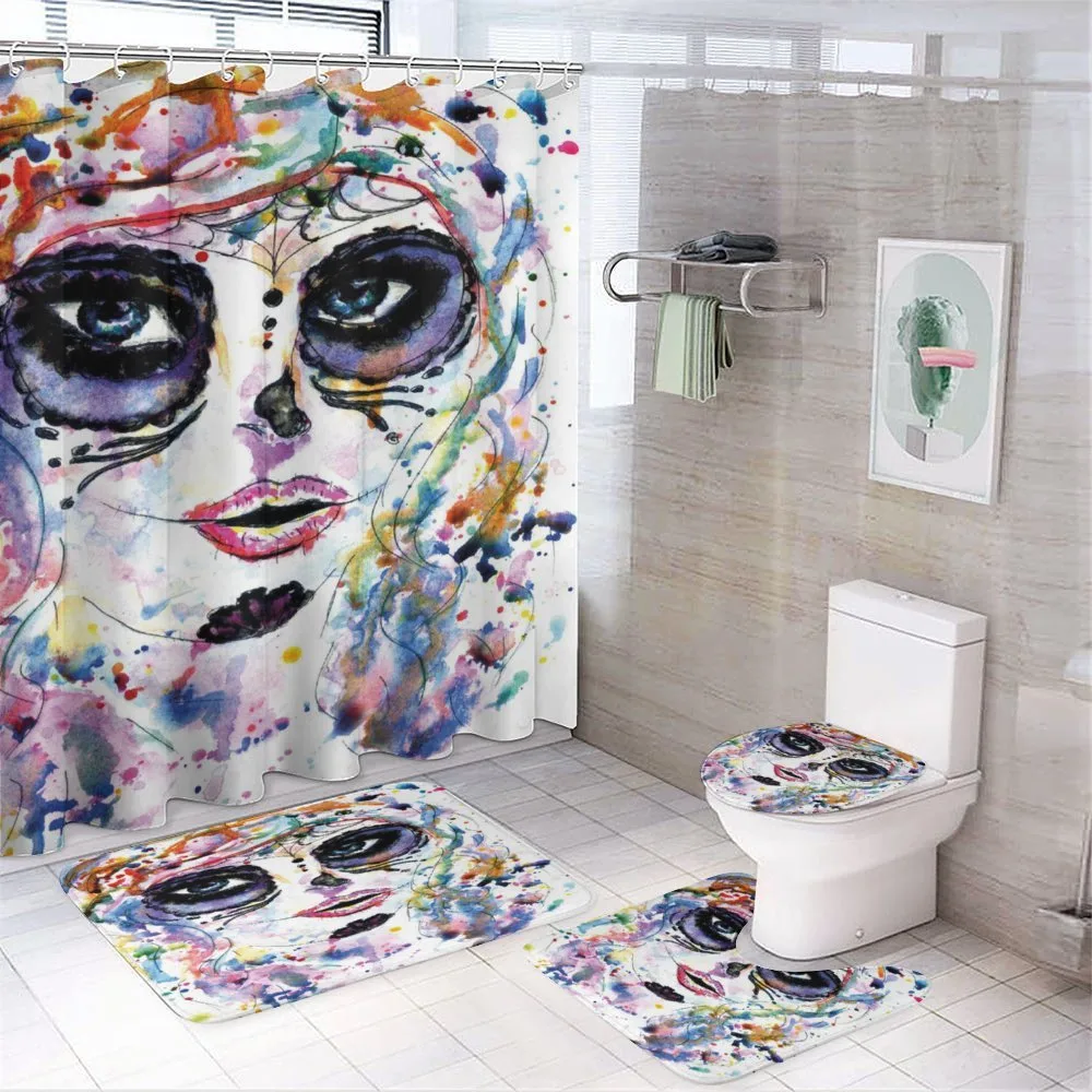 Creepy Makeup Girl — 4-Piece Bathroom Set preview