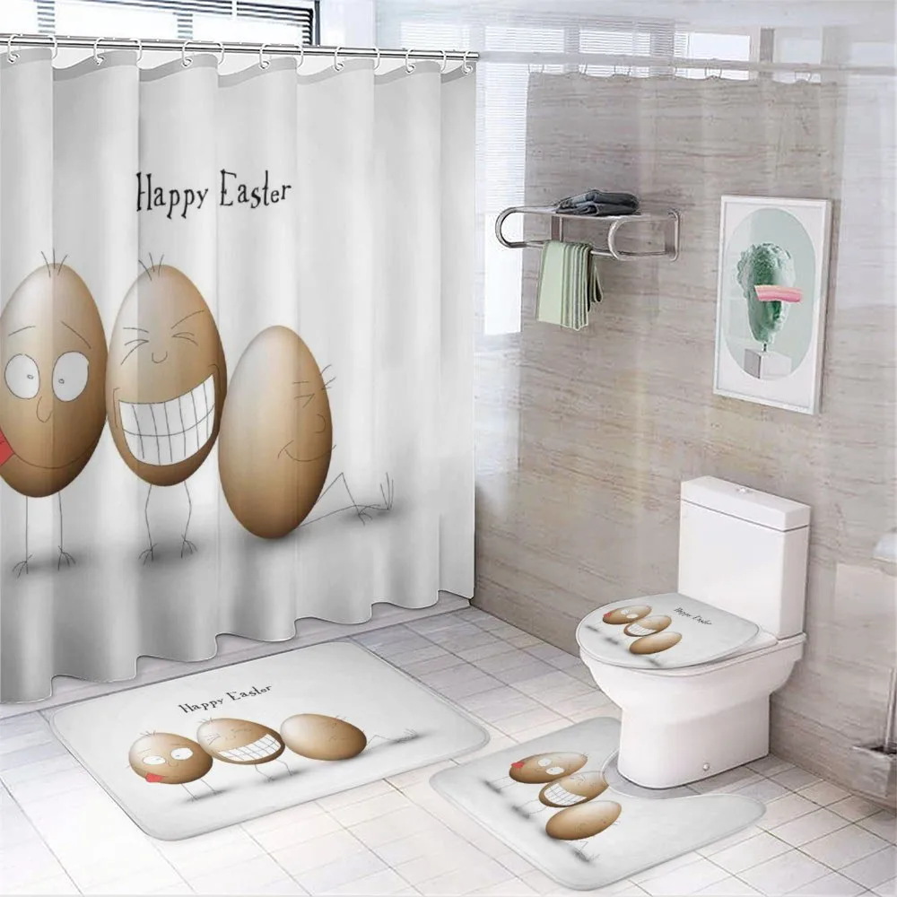 Funny Doodle Style Eggs — 4-Piece Bathroom Set preview