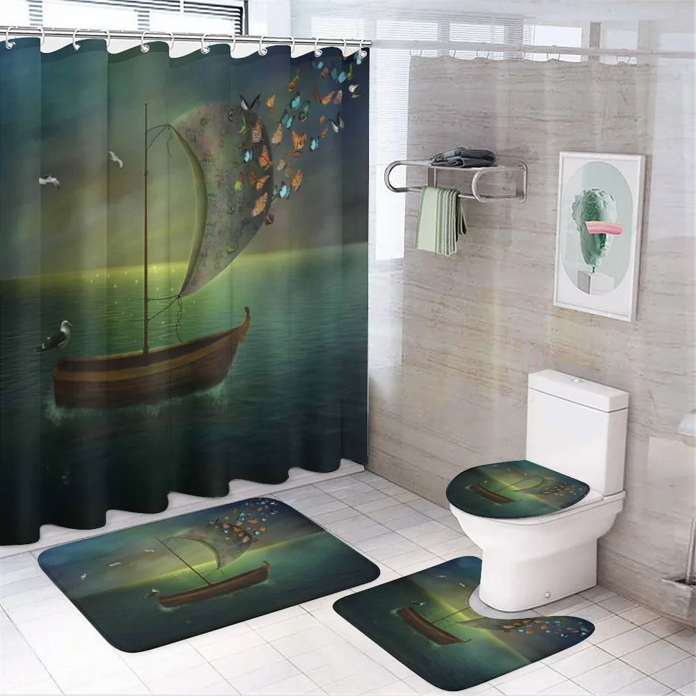 Boat Sailing in a Calm Sea — 4-Piece Bathroom Set preview