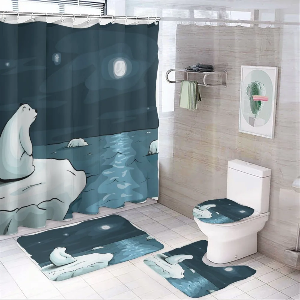Polar Bear Moon Cartoon — 4-Piece Bathroom Set preview