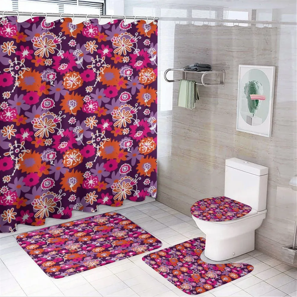 Spring Flowers Retro Style — 4-Piece Bathroom Set preview