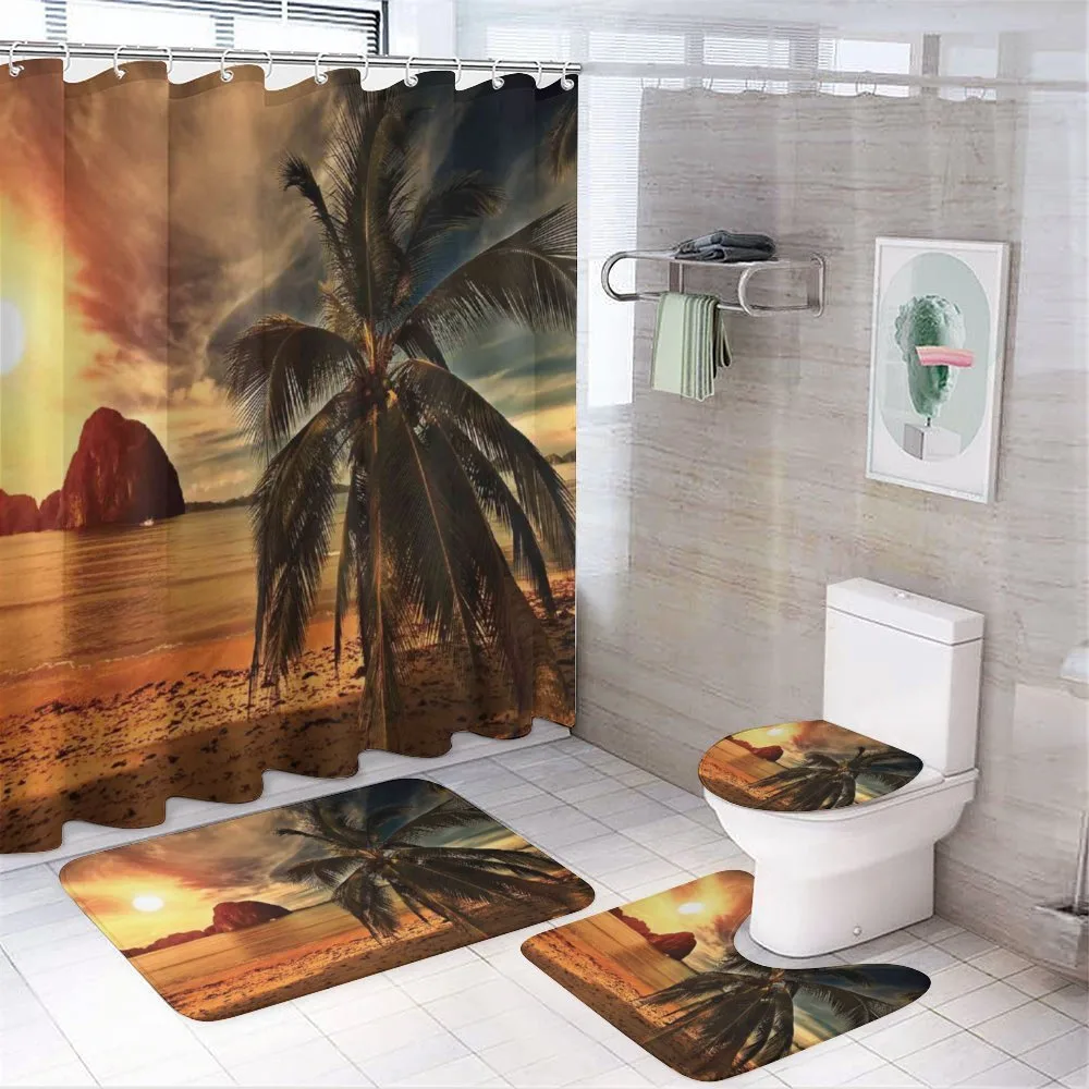Coconut Palm Tree Beach — 4-Piece Bathroom Set preview