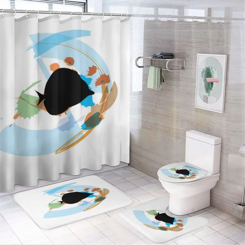 Discus Cichlid Silhouette — 4-Piece Bathroom Set preview
