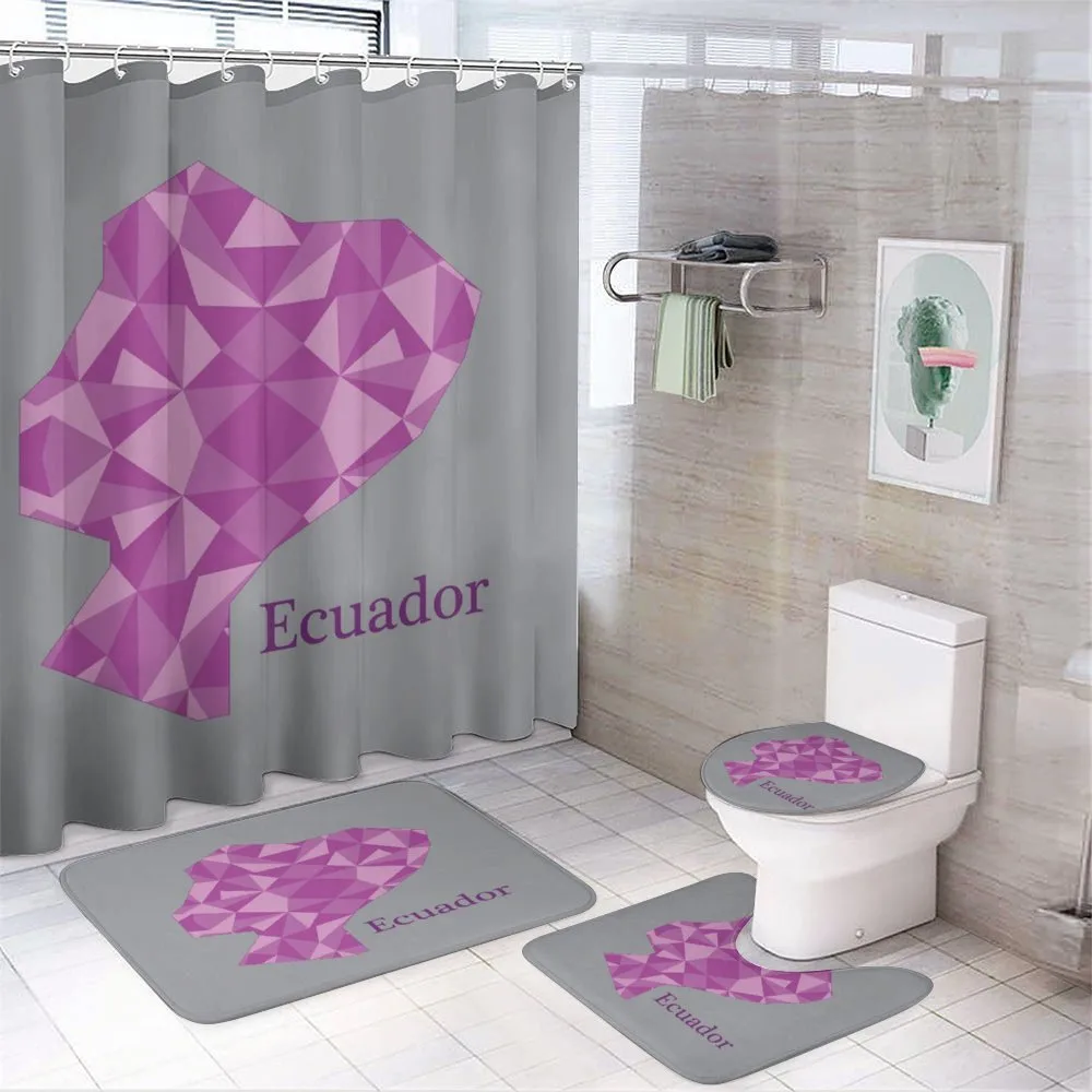 Polygonal Cartography Print — 4-Piece Bathroom Set preview