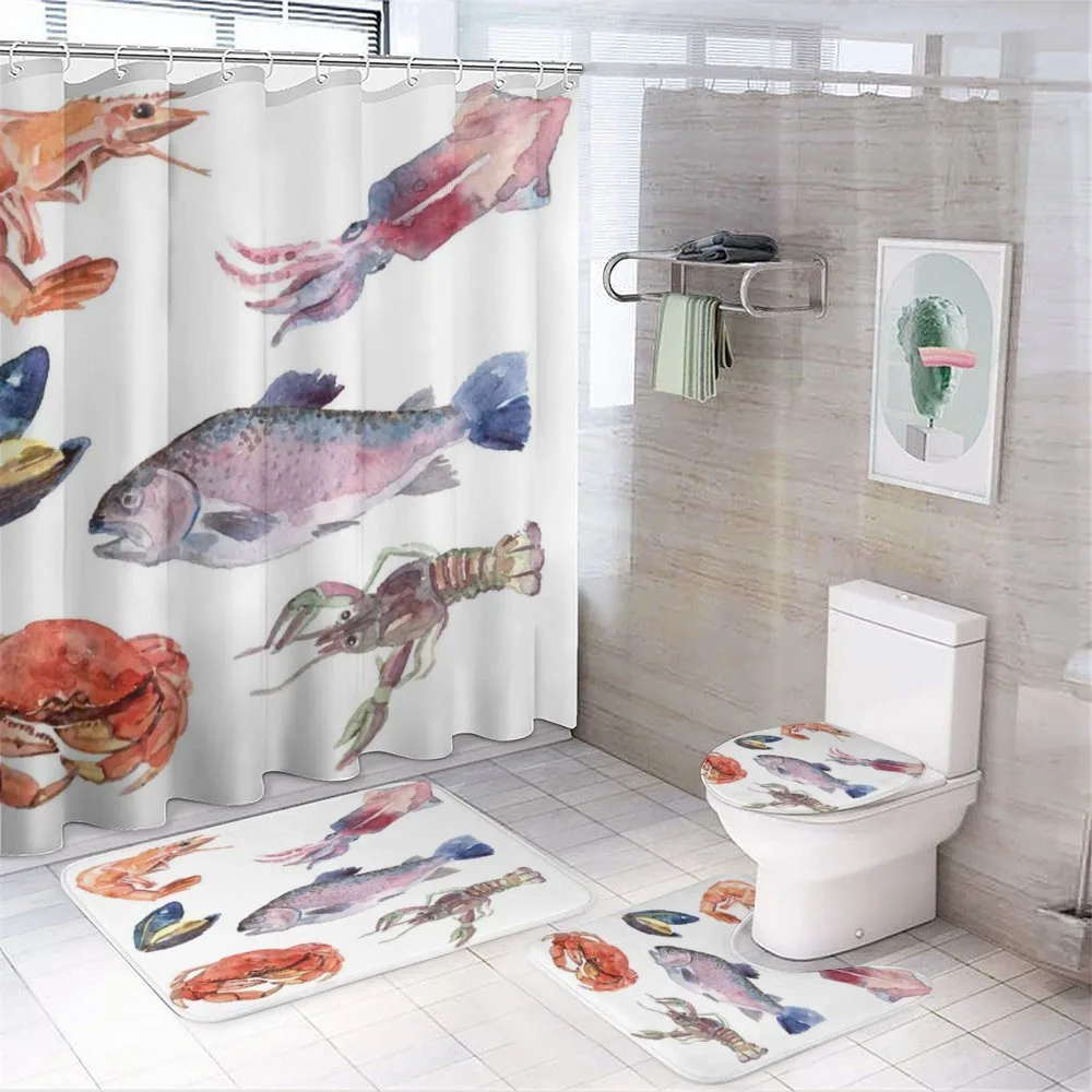 Sea Animals Watercolor — 4-Piece Bathroom Set preview