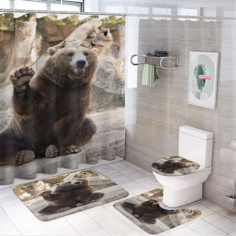 Friendly Animal Waving Paw — 4-Piece Bathroom Set preview