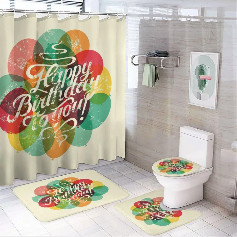Grunge Typo Birthday — 4-Piece Bathroom Set preview