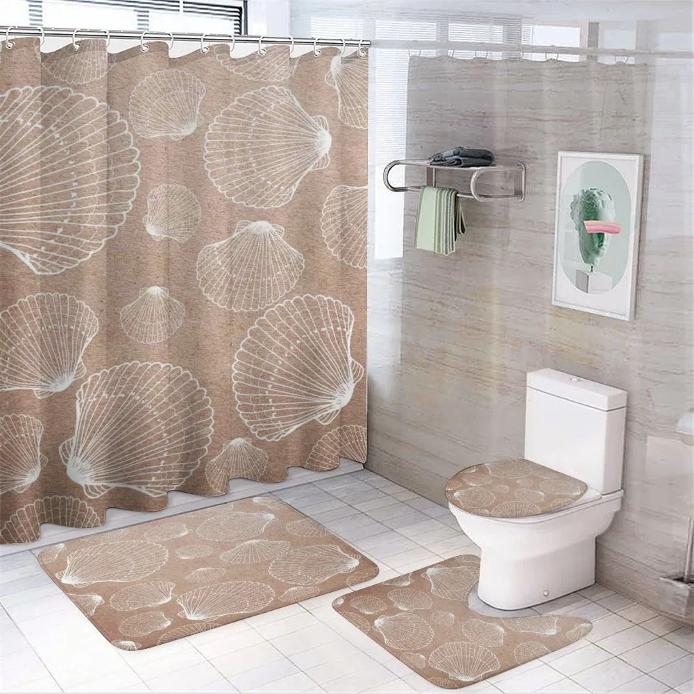 Hand Drawn Shells — 4-Piece Bathroom Set preview