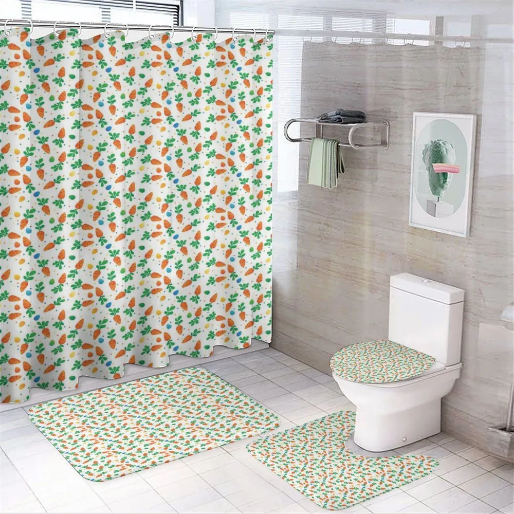 Orange Carrots Eggs Dots — 4-Piece Bathroom Set preview