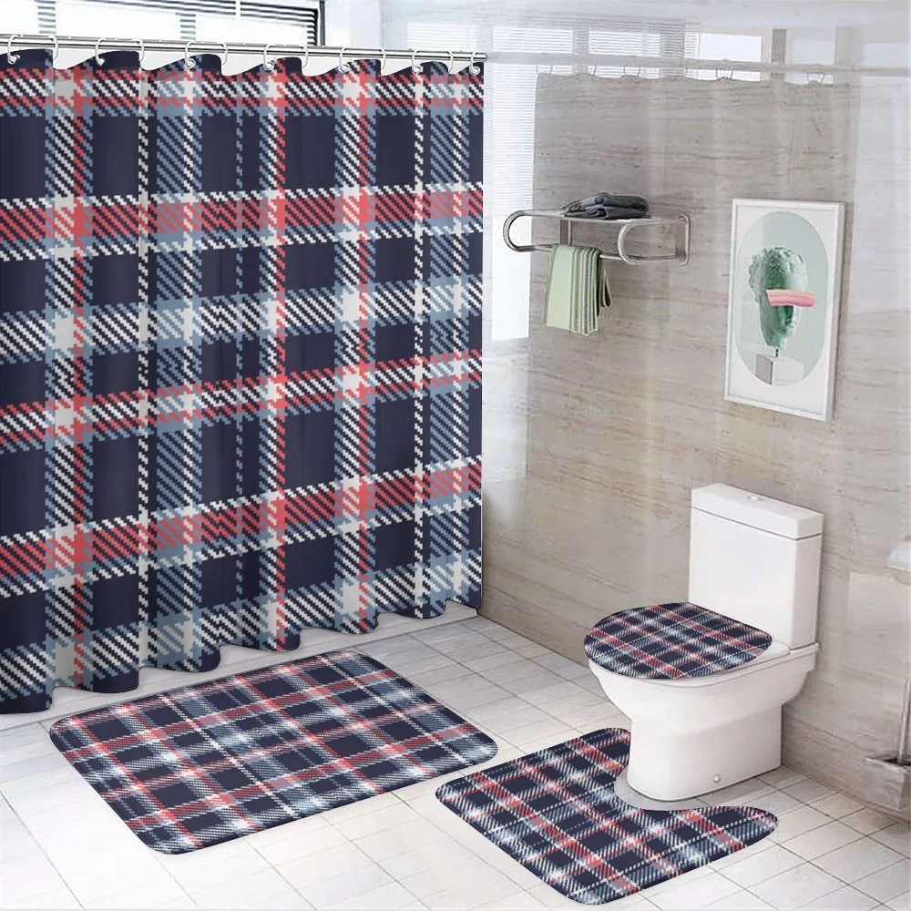 Retro Plaid Mosaic — 4-Piece Bathroom Set preview