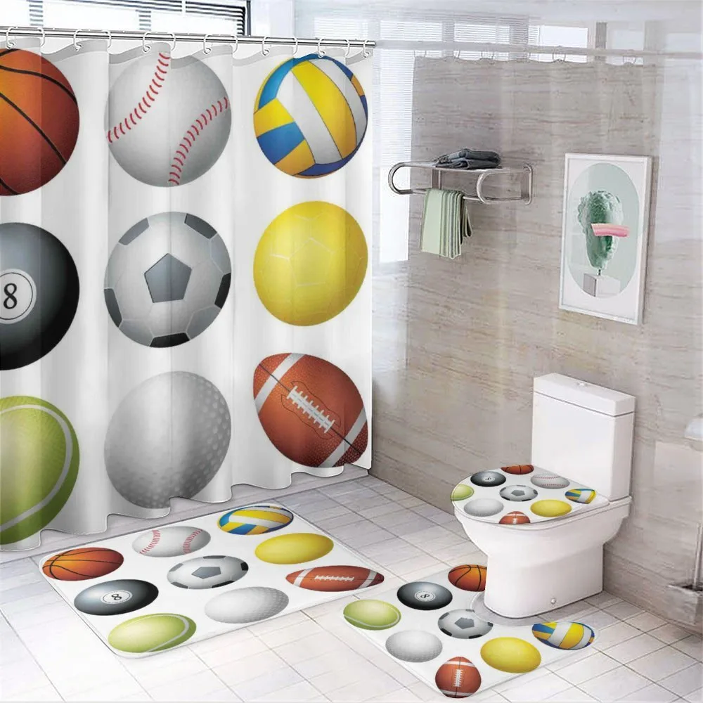 Sports Balls Pattern — 4-Piece Bathroom Set preview