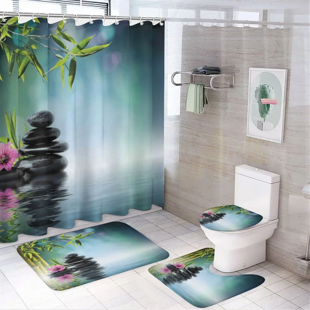 Hibiscus Bamboo on Water — 4-Piece Bathroom Set preview