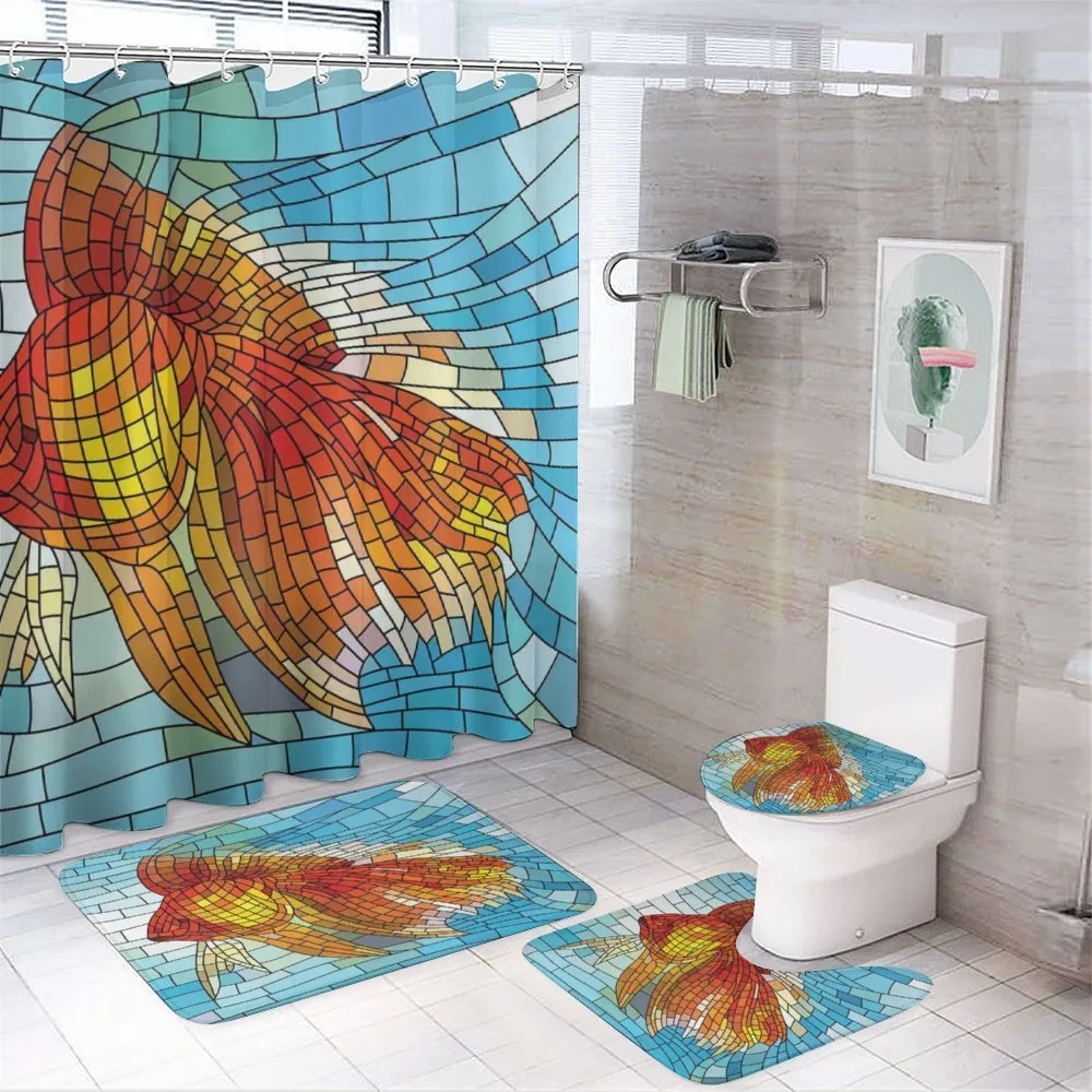 Stained Glass Mosaic Fish Art — 4-Piece Bathroom Set preview