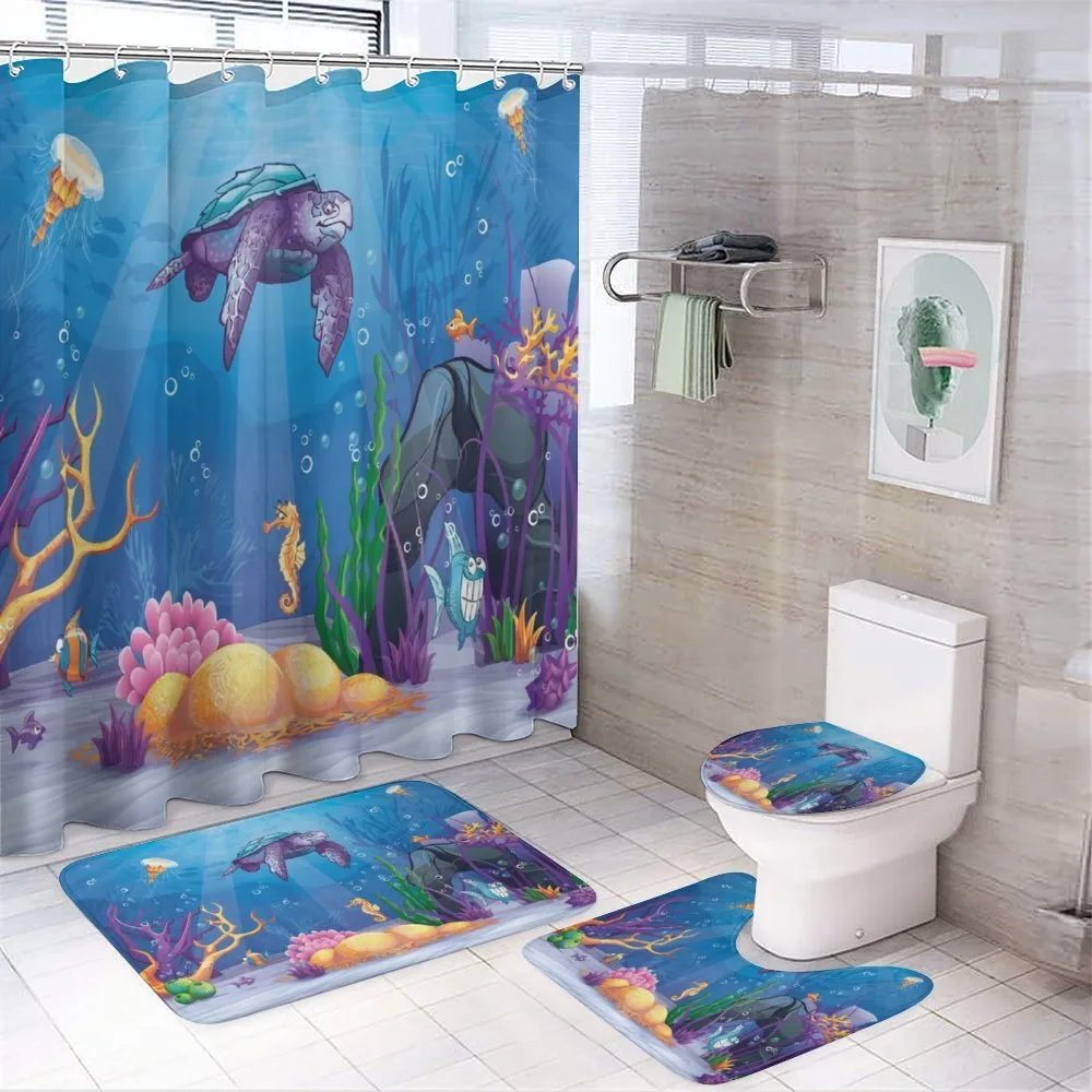Underwater World Cartoon — 4-Piece Bathroom Set preview