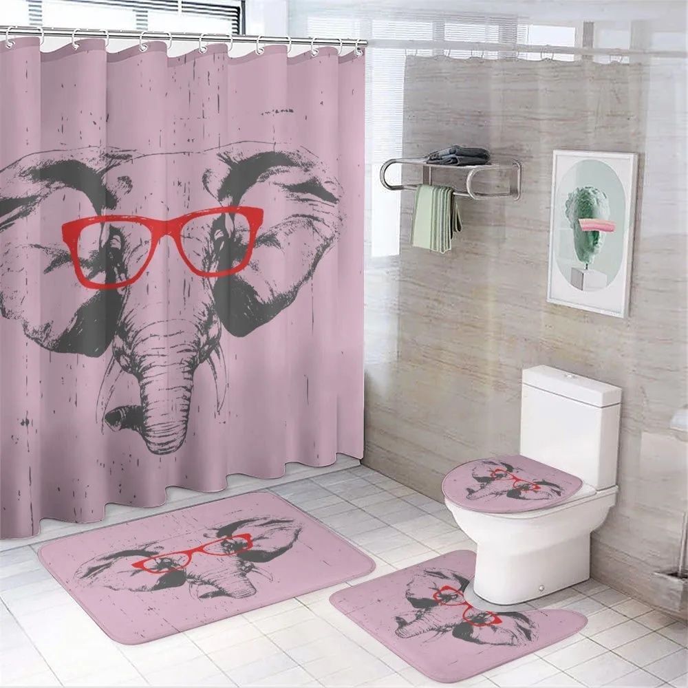 Elephant with Funny Glasses — 4-Piece Bathroom Set preview