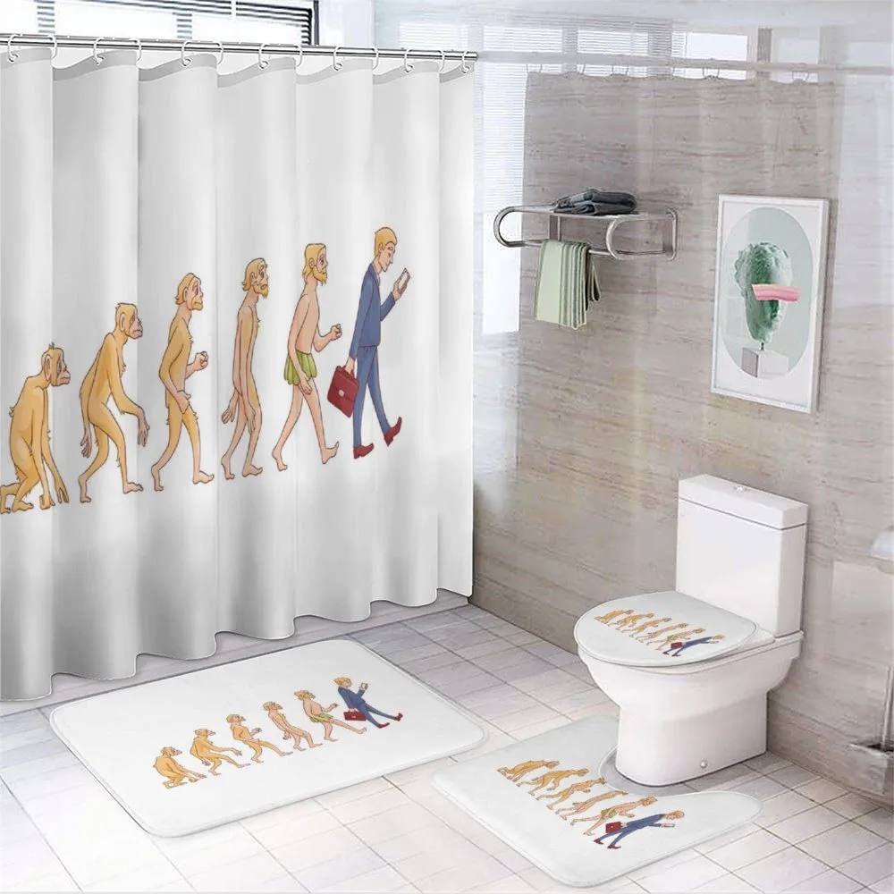 Ape to Man Cartoon Design — 4-Piece Bathroom Set preview