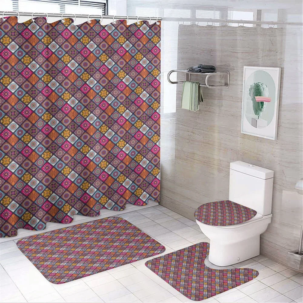 Folkloric Boho Flowers — 4-Piece Bathroom Set preview