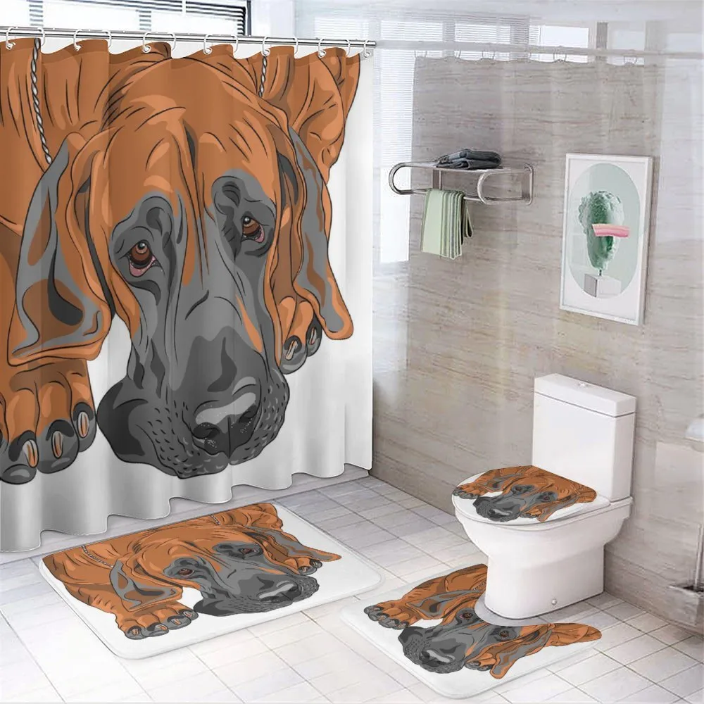 Sad Looking Dog Cartoon — 4-Piece Bathroom Set preview