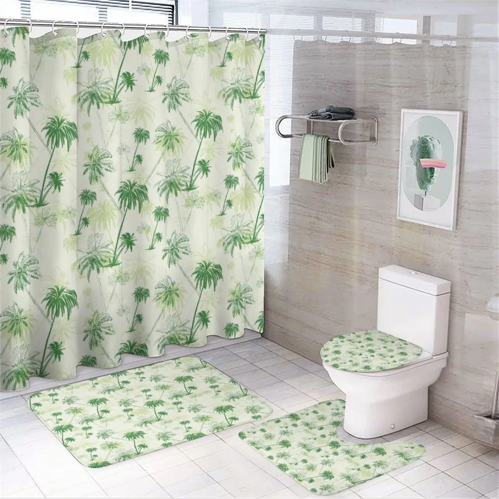 Sketch Style Palm Trees — 4-Piece Bathroom Set preview
