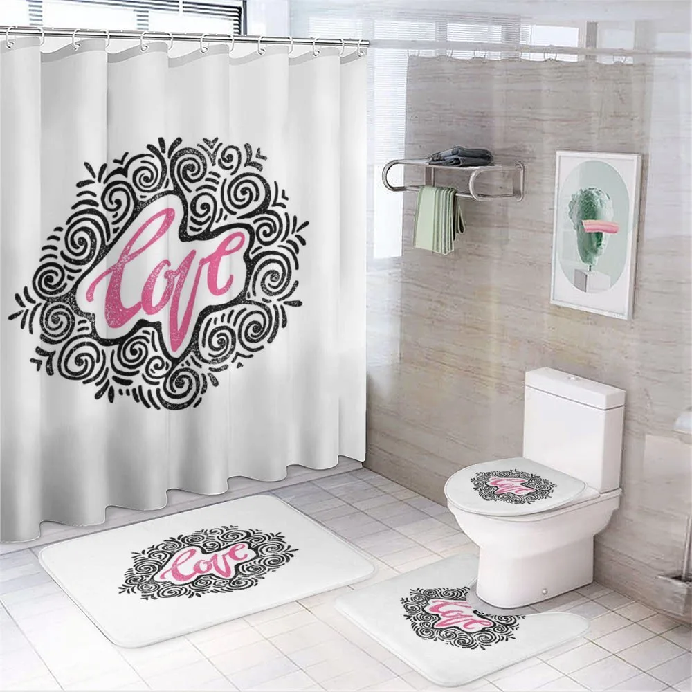 Doodle Art Happy Love — 4-Piece Bathroom Set preview