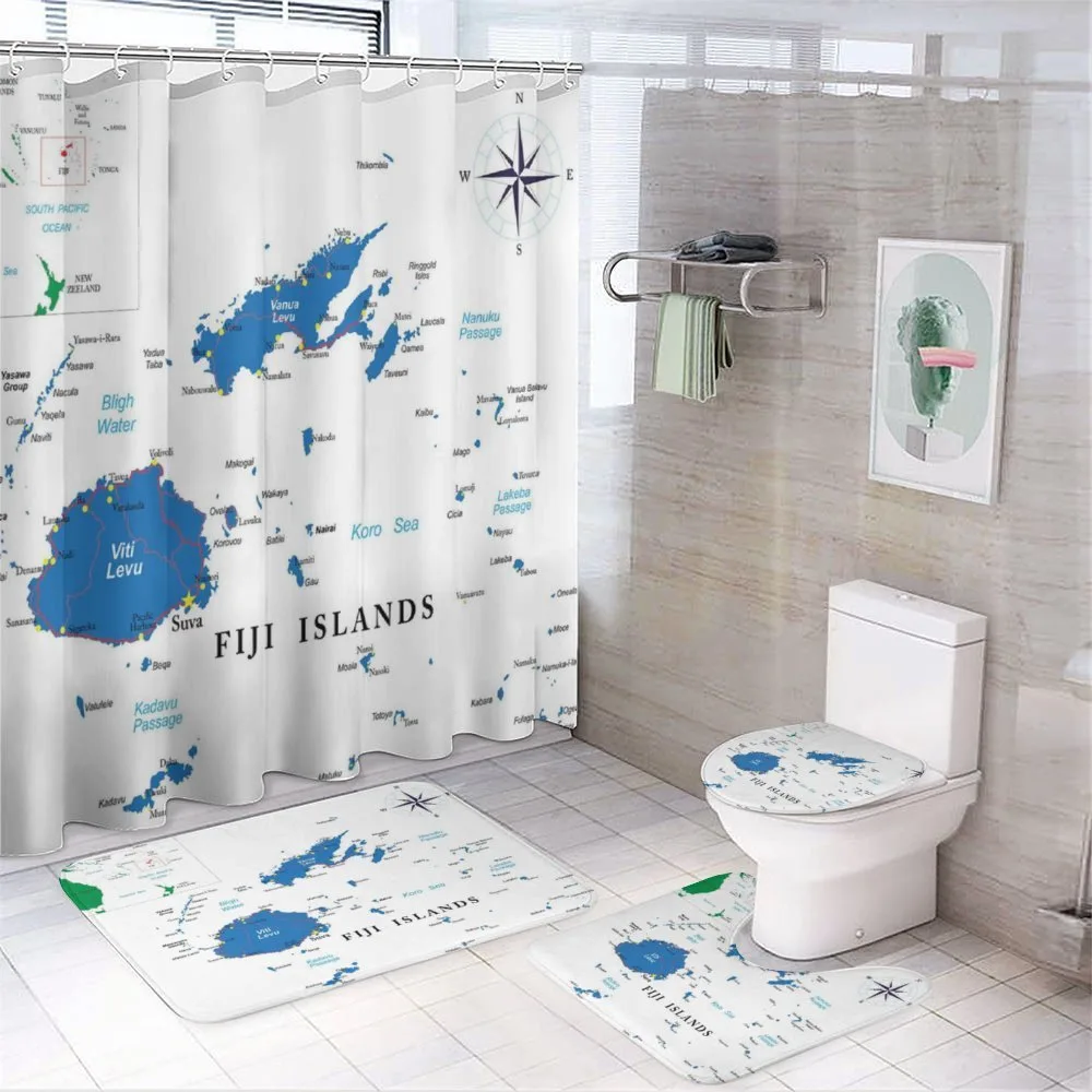 Mapping with Names Written — 4-Piece Bathroom Set preview